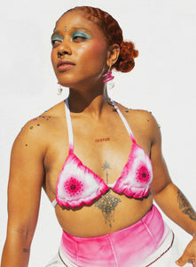 Pink Bliss Linen Bikini Top