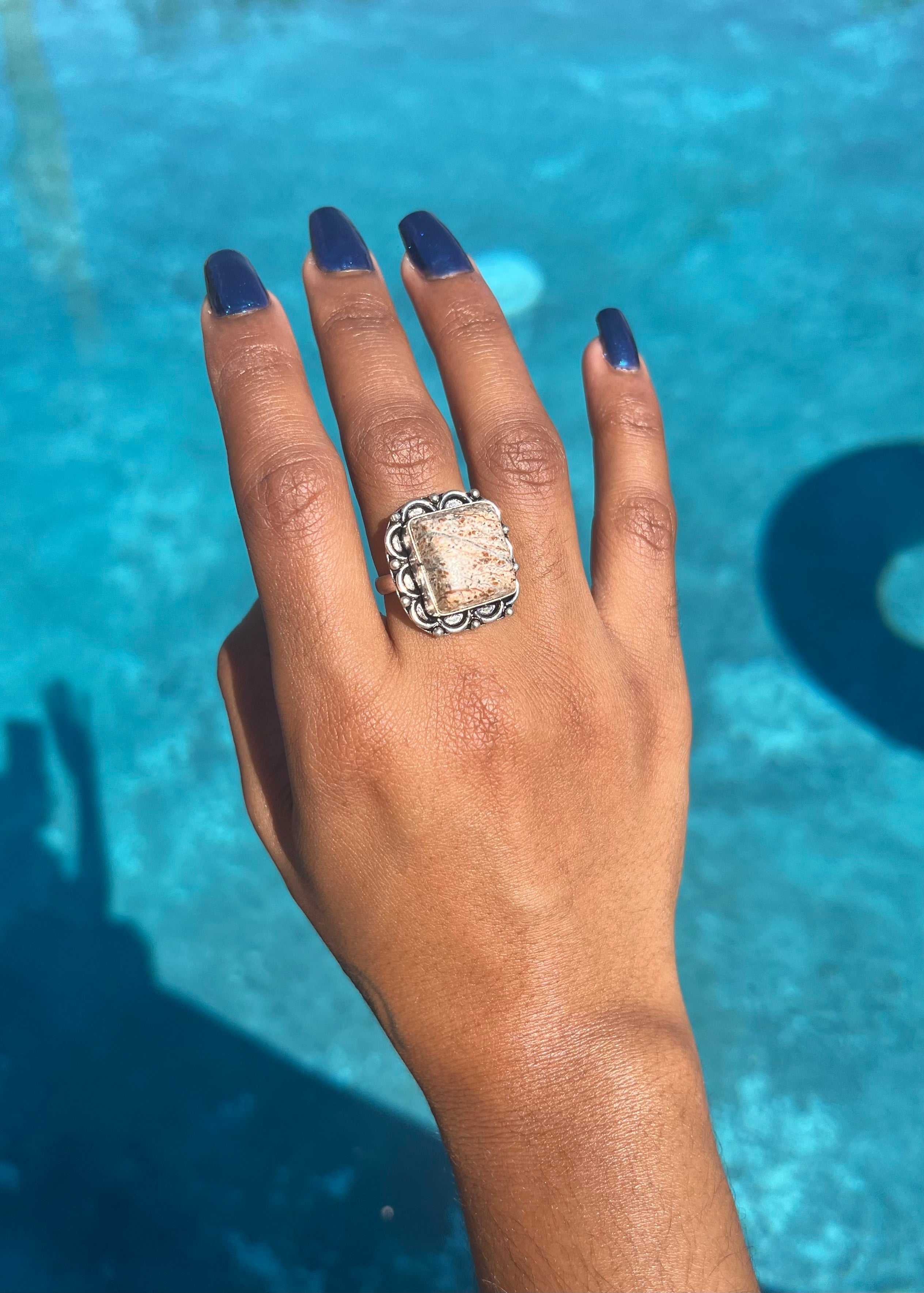 Latte silver adjustable Ring