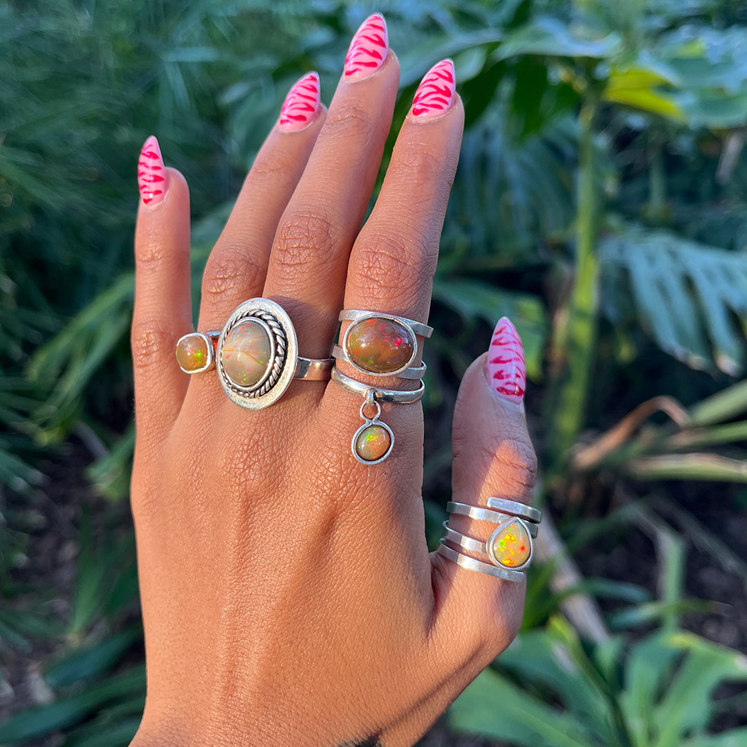 ETHIOPIAN OPAL QUADRUPLE SPIRAL RING