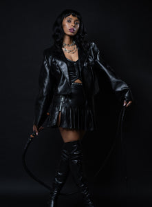 Moksha Cropped Leather Jacket