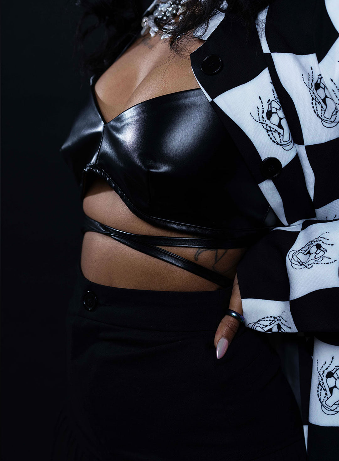 Isis Faux Leather tie up bustier