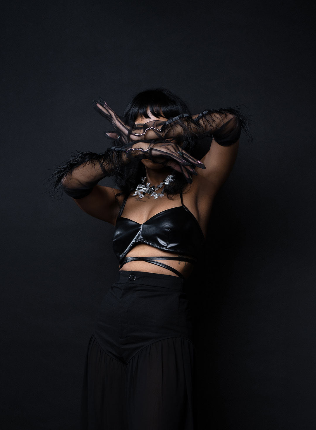 Isis Faux Leather tie up bustier