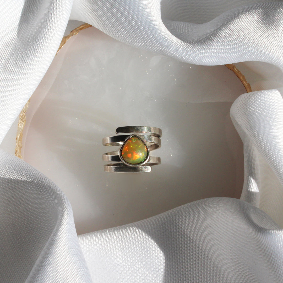 ETHIOPIAN OPAL QUADRUPLE SPIRAL RING